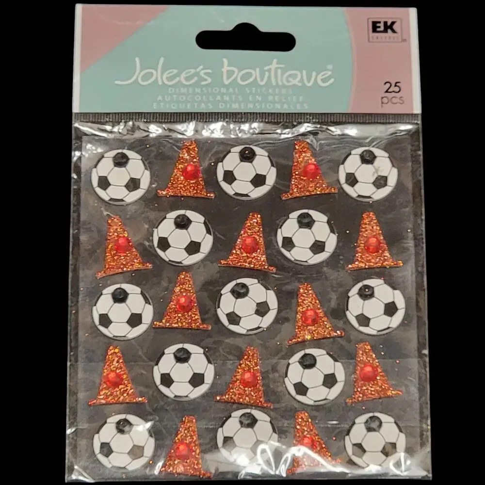 Jolees Boutique Soccer Stickers‎ Dimensional Glitter Rhinestone Scrapbooking